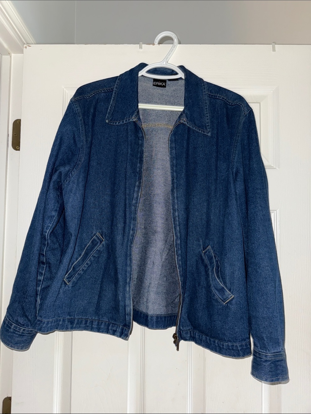 Erika Dark Blue Denim Zip-Front Jacket